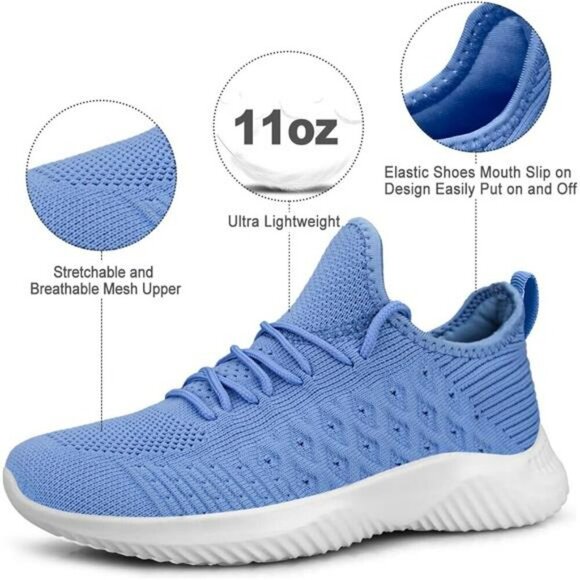 Feethit Womens Slip On Walking Shoes Lightweight Non Slip Running Gym Sneakers - Picture 2 of 7